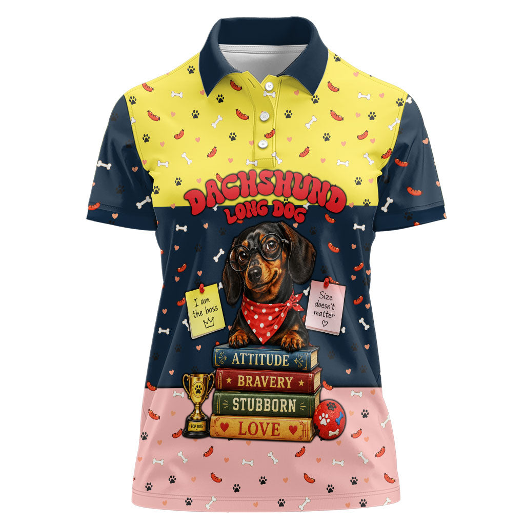 Dachshund Long Dog Big Personality Women Polo Shirt Dachshund Lovers Club Cute Mascot