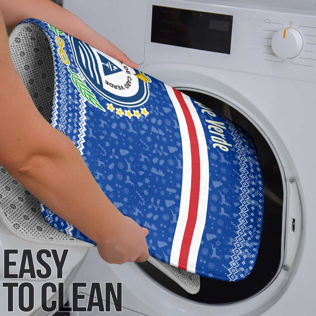 Cape Verde Christmas Bathroom Set with Blue Festive Pattern Sailing Santa and National Emblem Motif - Wonder Print Shop