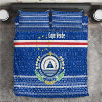 Cape Verde Christmas Bedding Set with Blue Festive Pattern Sailing Santa and National Emblem Motif - Wonder Print Shop