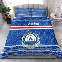 Cape Verde Christmas Bedding Set with Blue Festive Pattern Sailing Santa and National Emblem Motif - Wonder Print Shop