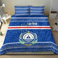 Cape Verde Christmas Bedding Set with Blue Festive Pattern Sailing Santa and National Emblem Motif - Wonder Print Shop