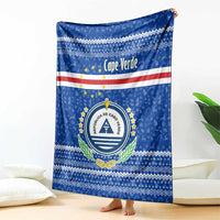 Cape Verde Christmas Blanket with Blue Festive Pattern Sailing Santa and National Emblem Motif - Wonder Print Shop