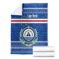 Cape Verde Christmas Blanket with Blue Festive Pattern Sailing Santa and National Emblem Motif - Wonder Print Shop
