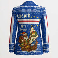 Cape Verde Christmas Blazer with Blue Festive Pattern Sailing Santa and National Emblem Motif - Wonder Print Shop