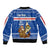 Cape Verde Christmas Bomber Jacket with Blue Festive Pattern Sailing Santa and National Emblem Motif - Wonder Print Shop