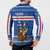 Cape Verde Christmas Button Sweatshirt with Blue Festive Pattern Sailing Santa and National Emblem Motif - Wonder Print Shop