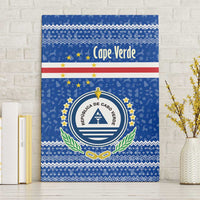 Cape Verde Christmas Canvas Wall Art with Blue Festive Pattern Sailing Santa and National Emblem Motif - Wonder Print Shop