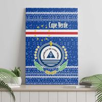 Cape Verde Christmas Canvas Wall Art with Blue Festive Pattern Sailing Santa and National Emblem Motif - Wonder Print Shop