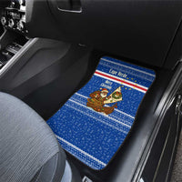 Cape Verde Christmas Car Mats with Blue Festive Pattern Sailing Santa and National Emblem Motif - Wonder Print Shop