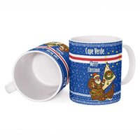 Cape Verde Christmas Ceramic Mug with Blue Festive Pattern Sailing Santa and National Emblem Motif - Wonder Print Shop