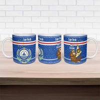 Cape Verde Christmas Ceramic Mug with Blue Festive Pattern Sailing Santa and National Emblem Motif - Wonder Print Shop