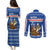 Cape Verde Christmas Couples Matching Puletasi and Long Sleeve Button Shirt with Blue Festive Pattern Sailing Santa and National Emblem Motif - Wonder Print Shop