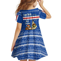 Cape Verde Christmas Family Matching Mermaid Dress and Hawaiian Shirt with Blue Festive Pattern Sailing Santa and National Emblem Motif - Wonder Print Shop