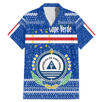 Cape Verde Christmas Family Matching Mermaid Dress and Hawaiian Shirt with Blue Festive Pattern Sailing Santa and National Emblem Motif - Wonder Print Shop