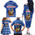 Cape Verde Christmas Family Matching Off The Shoulder Long Sleeve Dress and Hawaiian Shirt with Blue Festive Pattern Sailing Santa and National Emblem Motif - Wonder Print Shop