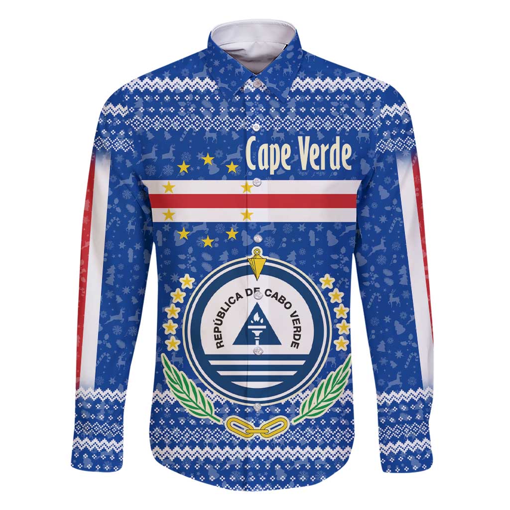 Cape Verde Christmas Family Matching Short Sleeve Bodycon Dress and Hawaiian Shirt with Blue Festive Pattern Sailing Santa and National Emblem Motif - Wonder Print Shop