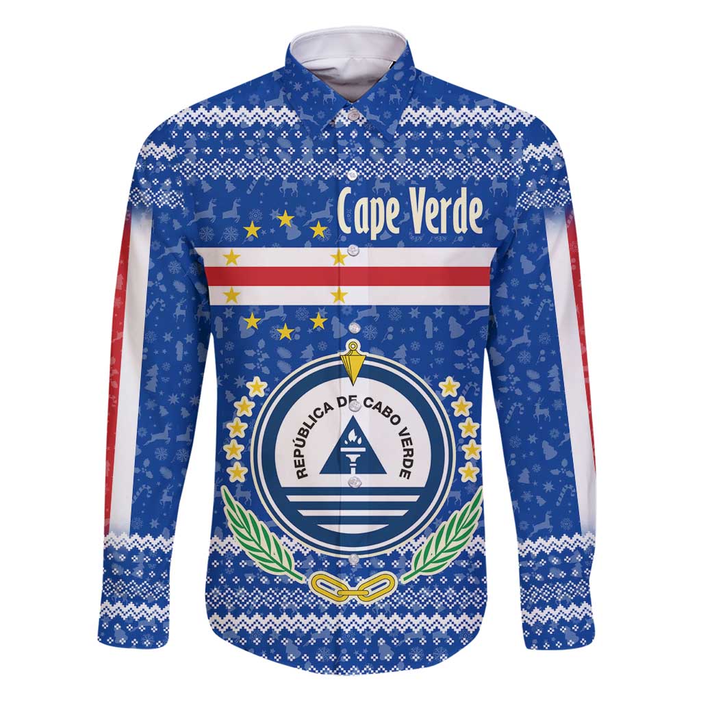 Cape Verde Christmas Family Matching Summer Maxi Dress and Hawaiian Shirt with Blue Festive Pattern Sailing Santa and National Emblem Motif - Wonder Print Shop