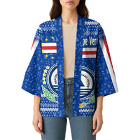 Cape Verde Christmas Kimono with Blue Festive Pattern Sailing Santa and National Emblem Motif - Wonder Print Shop