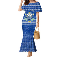 Cape Verde Christmas Mermaid Dress with Blue Festive Pattern Sailing Santa and National Emblem Motif - Wonder Print Shop