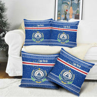 Cape Verde Christmas Pillow Cover with Blue Festive Pattern Sailing Santa and National Emblem Motif - Wonder Print Shop