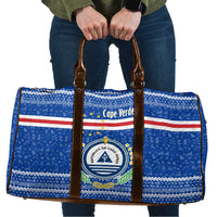 Cape Verde Christmas Travel Bag with Blue Festive Pattern Sailing Santa and National Emblem Motif - Wonder Print Shop