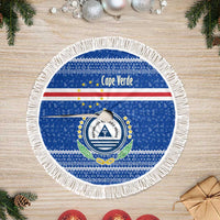 Cape Verde Christmas Tree Skirt with Blue Festive Pattern Sailing Santa and National Emblem Motif - Wonder Print Shop