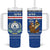 Cape Verde Christmas Tumbler With Handle with Blue Festive Pattern Sailing Santa and National Emblem Motif - Wonder Print Shop