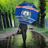 Cape Verde Christmas Umbrella with Blue Festive Pattern Sailing Santa and National Emblem Motif - Wonder Print Shop