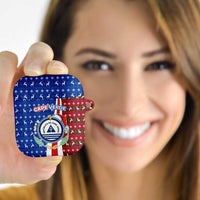 Cape Verde Christmas AirPods Case with Red and Blue Festive Pattern Christmas Tree and National Emblem Motif - Wonder Print Shop