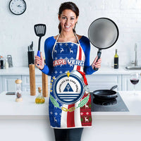 Cape Verde Christmas Apron with Red and Blue Festive Pattern Christmas Tree and National Emblem Motif - Wonder Print Shop