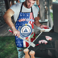 Cape Verde Christmas Apron with Red and Blue Festive Pattern Christmas Tree and National Emblem Motif - Wonder Print Shop