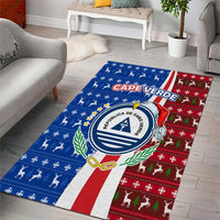 Cape Verde Christmas Area Rug with Red and Blue Festive Pattern Christmas Tree and National Emblem Motif - Wonder Print Shop