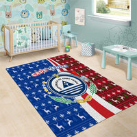 Cape Verde Christmas Area Rug with Red and Blue Festive Pattern Christmas Tree and National Emblem Motif - Wonder Print Shop
