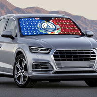 Cape Verde Christmas Auto Sun Shade with Red and Blue Festive Pattern Christmas Tree and National Emblem Motif - Wonder Print Shop