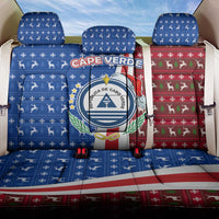 Cape Verde Christmas Back Car Seat Cover with Red and Blue Festive Pattern Christmas Tree and National Emblem Motif - Wonder Print Shop