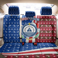 Cape Verde Christmas Back Car Seat Cover with Red and Blue Festive Pattern Christmas Tree and National Emblem Motif - Wonder Print Shop