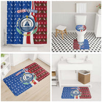 Cape Verde Christmas Bathroom Set with Red and Blue Festive Pattern Christmas Tree and National Emblem Motif - Wonder Print Shop