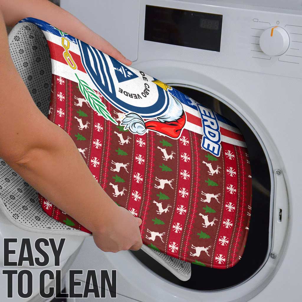 Cape Verde Christmas Bathroom Set with Red and Blue Festive Pattern Christmas Tree and National Emblem Motif - Wonder Print Shop