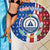 Cape Verde Christmas Beach Blanket with Red and Blue Festive Pattern Christmas Tree and National Emblem Motif - Wonder Print Shop