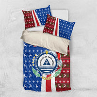 Cape Verde Christmas Bedding Set with Red and Blue Festive Pattern Christmas Tree and National Emblem Motif - Wonder Print Shop