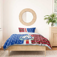 Cape Verde Christmas Bedding Set with Red and Blue Festive Pattern Christmas Tree and National Emblem Motif - Wonder Print Shop