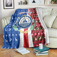 Cape Verde Christmas Blanket with Red and Blue Festive Pattern Christmas Tree and National Emblem Motif - Wonder Print Shop