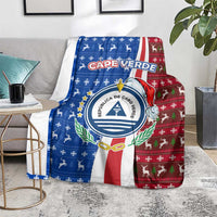 Cape Verde Christmas Blanket with Red and Blue Festive Pattern Christmas Tree and National Emblem Motif - Wonder Print Shop