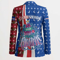 Cape Verde Christmas Blazer with Red and Blue Festive Pattern Christmas Tree and National Emblem Motif - Wonder Print Shop