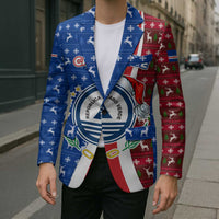 Cape Verde Christmas Blazer with Red and Blue Festive Pattern Christmas Tree and National Emblem Motif - Wonder Print Shop