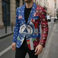 Cape Verde Christmas Blazer with Red and Blue Festive Pattern Christmas Tree and National Emblem Motif - Wonder Print Shop