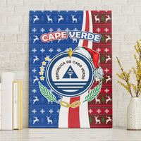 Cape Verde Christmas Canvas Wall Art with Red and Blue Festive Pattern Christmas Tree and National Emblem Motif - Wonder Print Shop