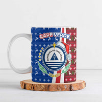 Cape Verde Christmas Ceramic Mug with Red and Blue Festive Pattern Christmas Tree and National Emblem Motif - Wonder Print Shop