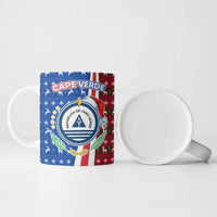 Cape Verde Christmas Ceramic Mug with Red and Blue Festive Pattern Christmas Tree and National Emblem Motif - Wonder Print Shop
