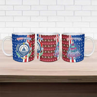 Cape Verde Christmas Ceramic Mug with Red and Blue Festive Pattern Christmas Tree and National Emblem Motif - Wonder Print Shop